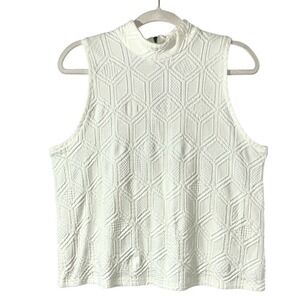 Anthropologie Postmark Mock-neck White Sleeveless Top Blouse Women's Large